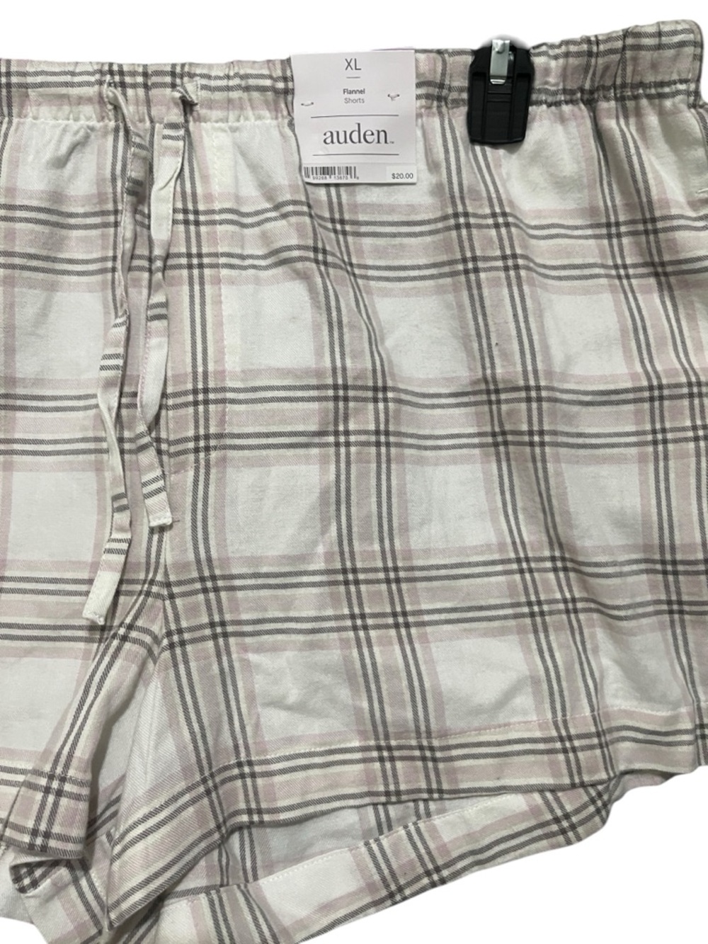 Auden Women's Plaid Flannel Pajama Shorts Neutral Pink XL - Picture 6 of 6